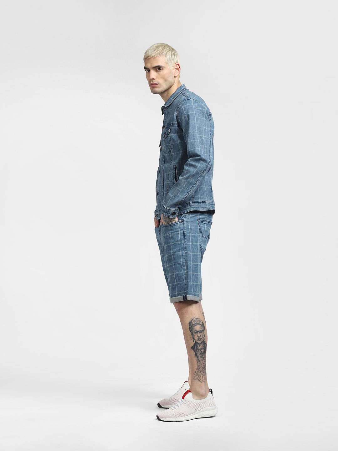Blue Checks Co-ord Denim Jacket