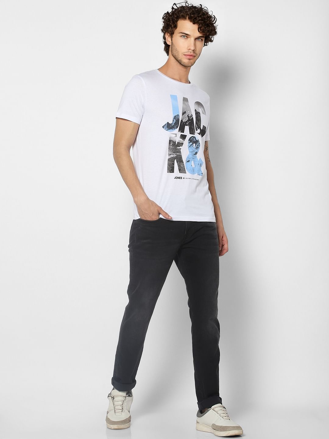 White Graphic Print Crew Neck T-shirt