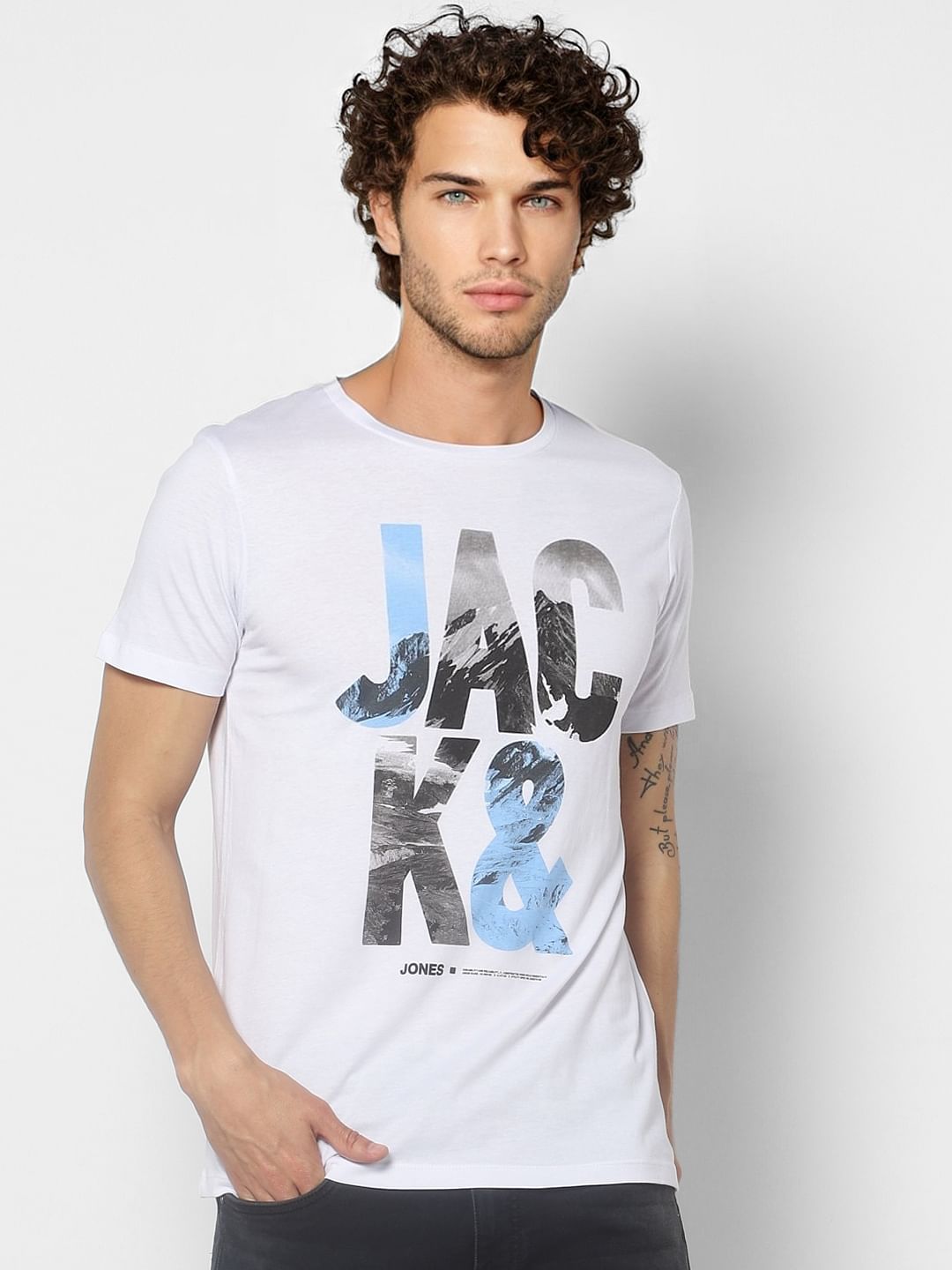 White Graphic Print Crew Neck T-shirt