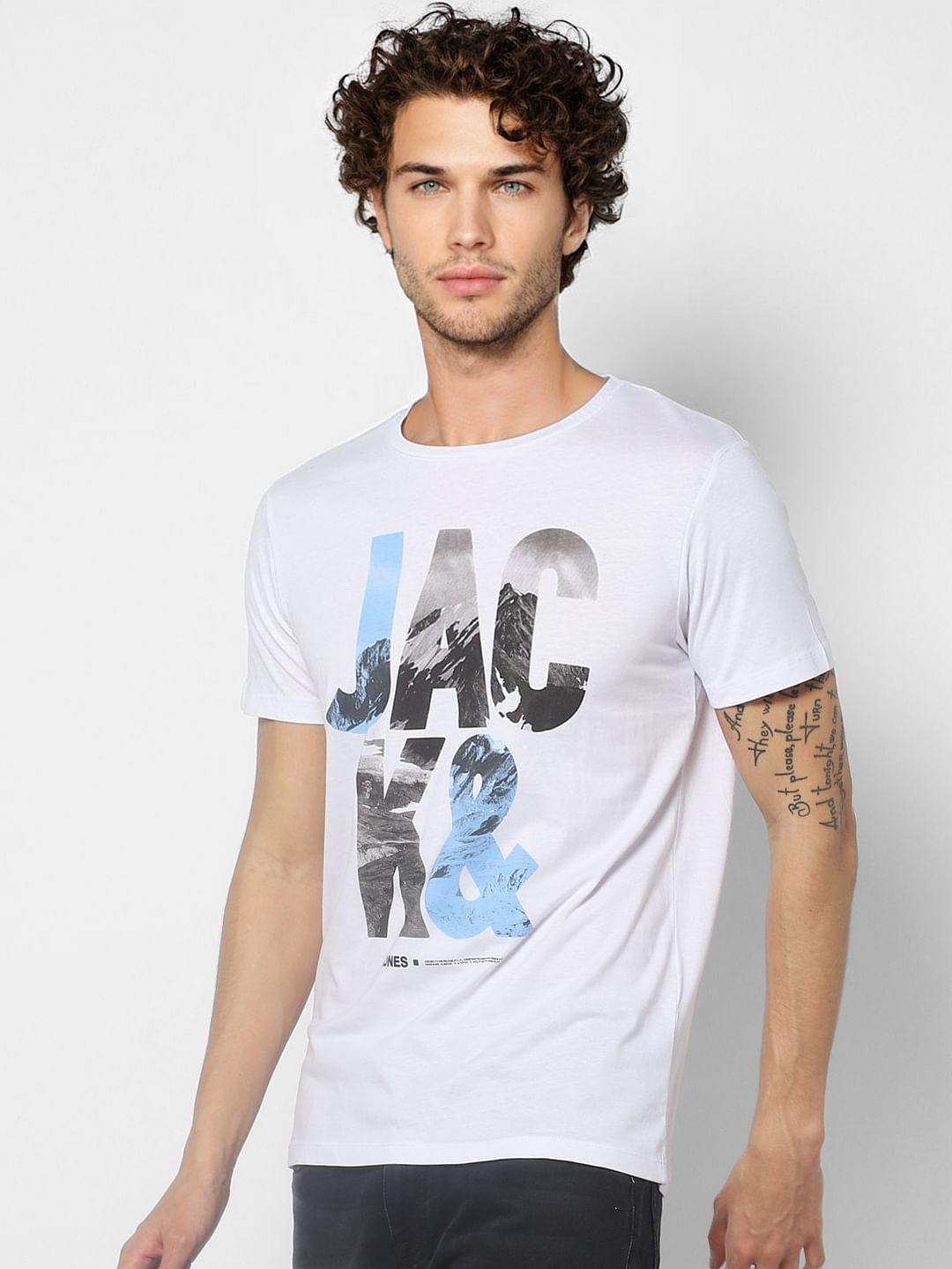 White Graphic Print Crew Neck T-shirt
