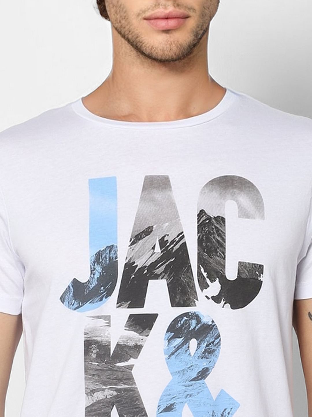 White Graphic Print Crew Neck T-shirt