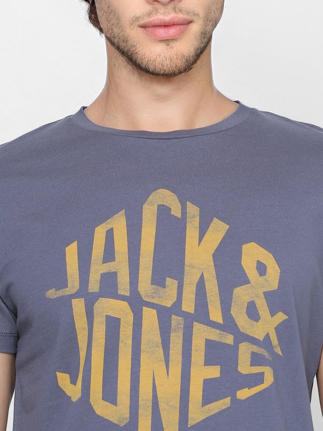 Blue Logo Print Crew Neck T-shirt