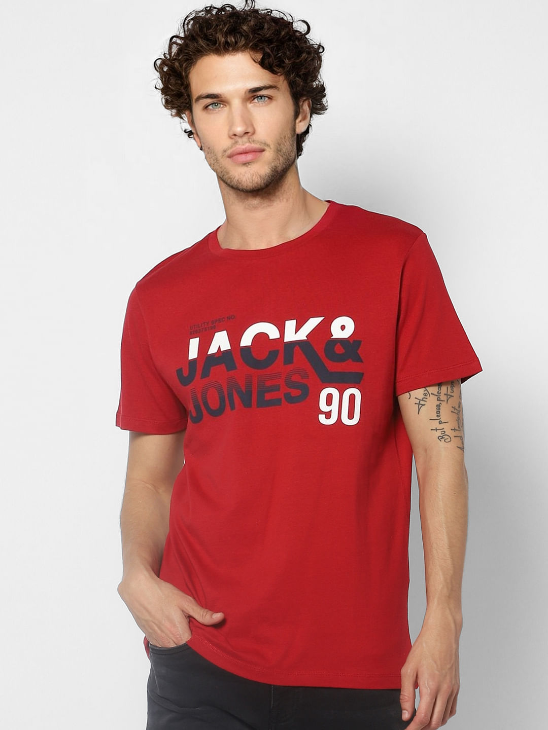 Red Graphic Print Crew Neck T-shirt