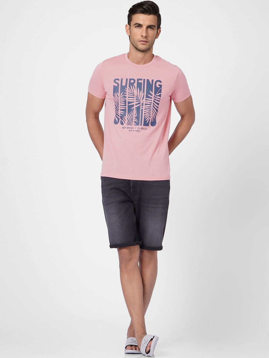 Pink Graphic Print Crew Neck T-shirt - S