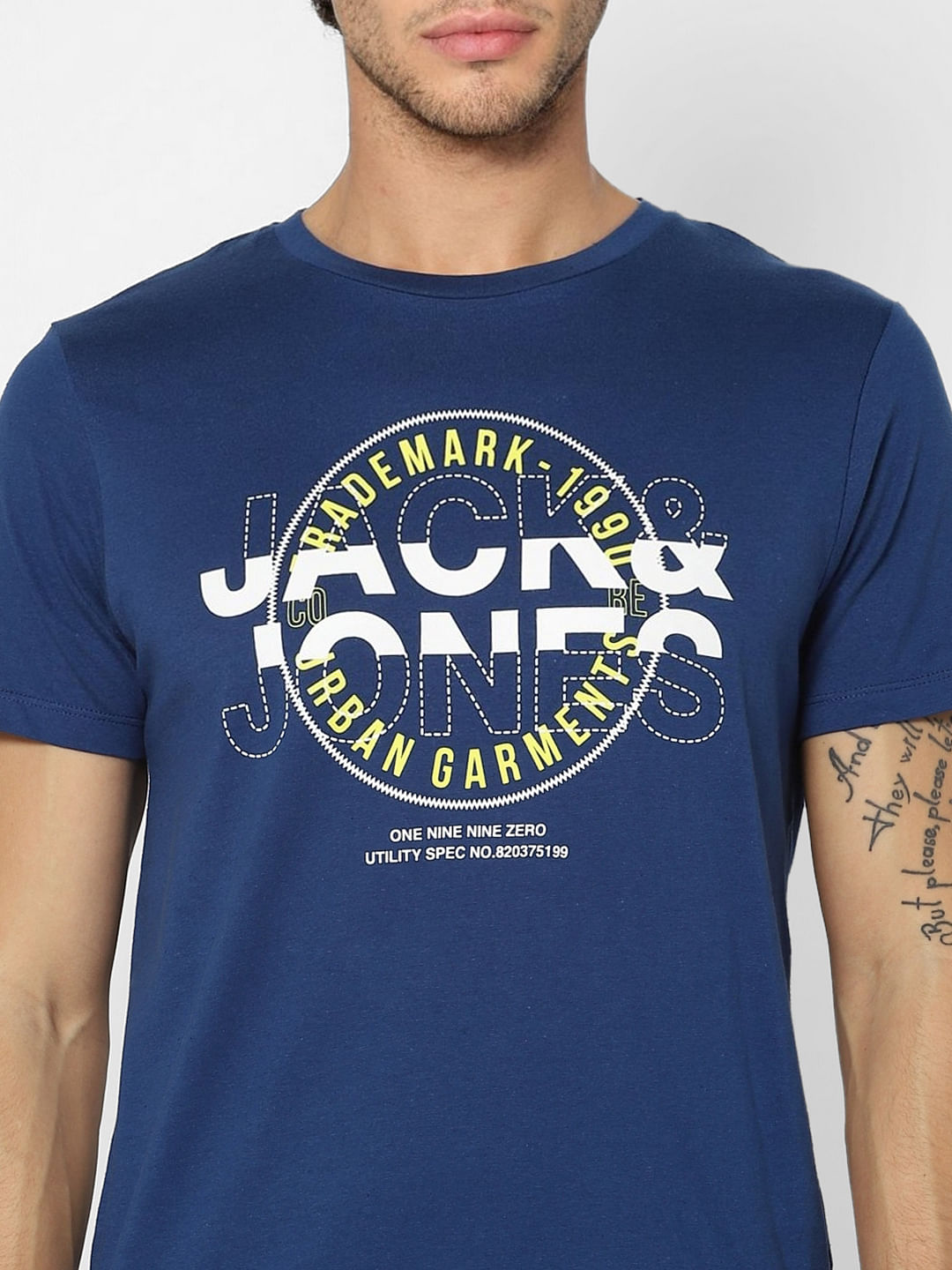 Blue Graphic Print Crew Neck T-shirt