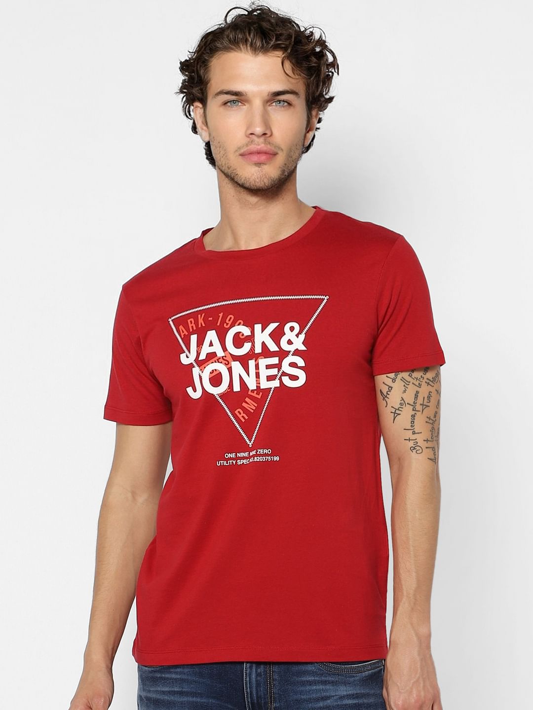 Red Graphic Print Crew Neck T-shirt