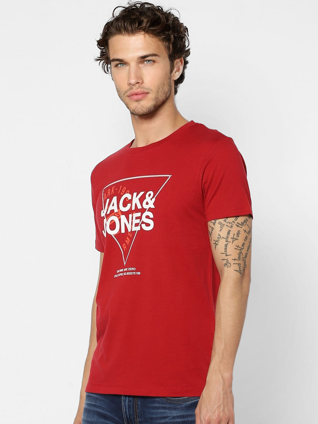 Red Graphic Print Crew Neck T-shirt