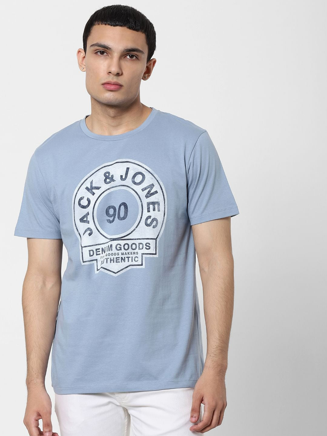 Blue Graphic Print Crew Neck T-shirt