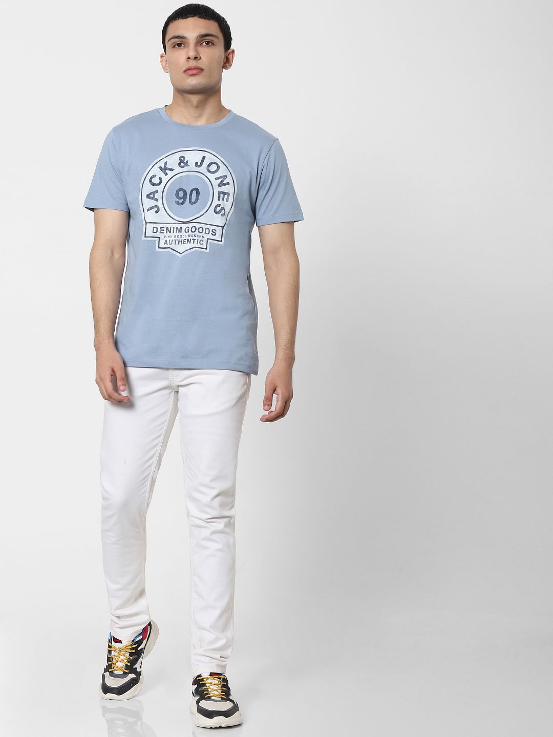 Blue Graphic Print Crew Neck T-shirt