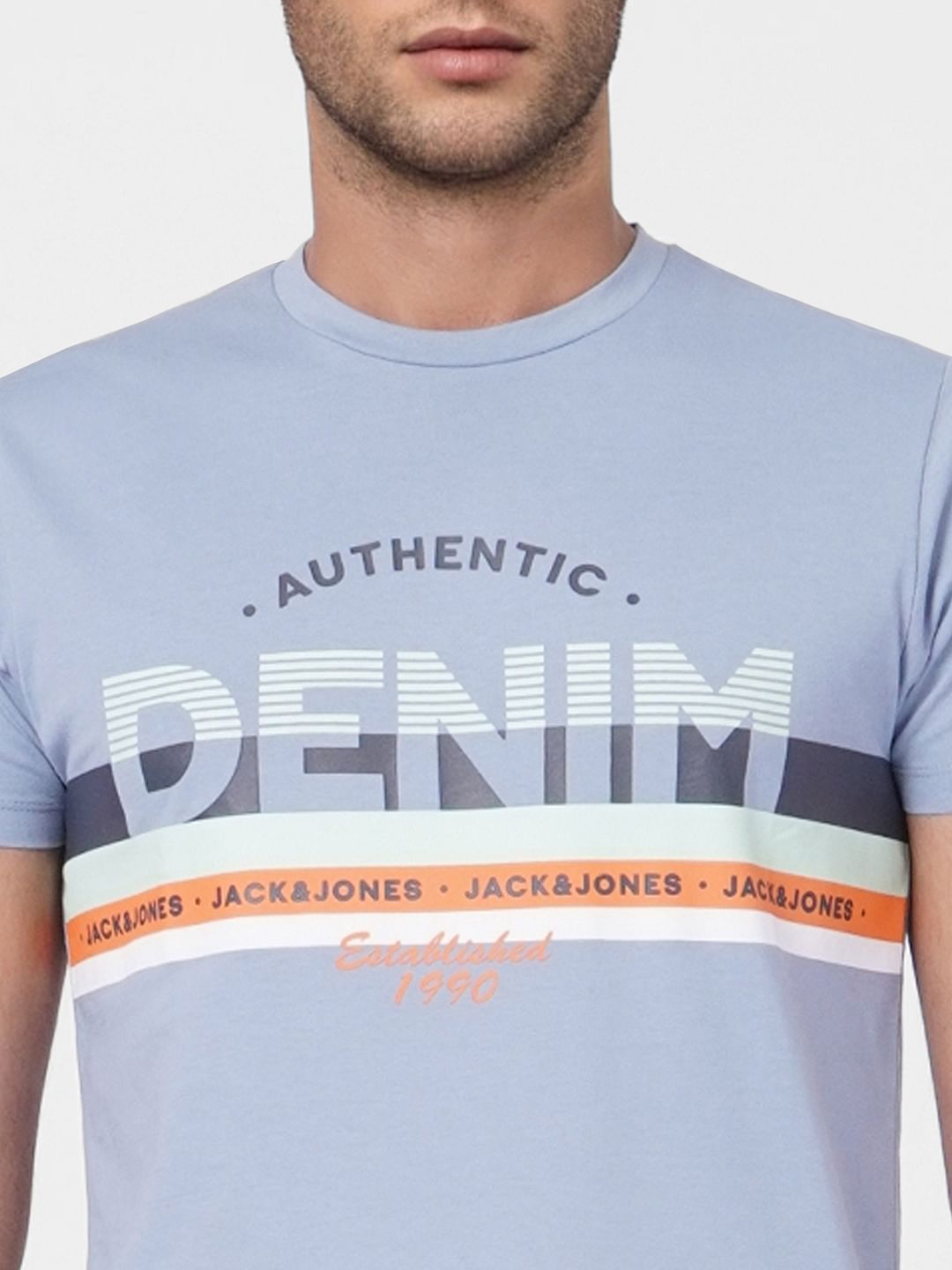 Blue Graphic Print Crew Neck T-shirt