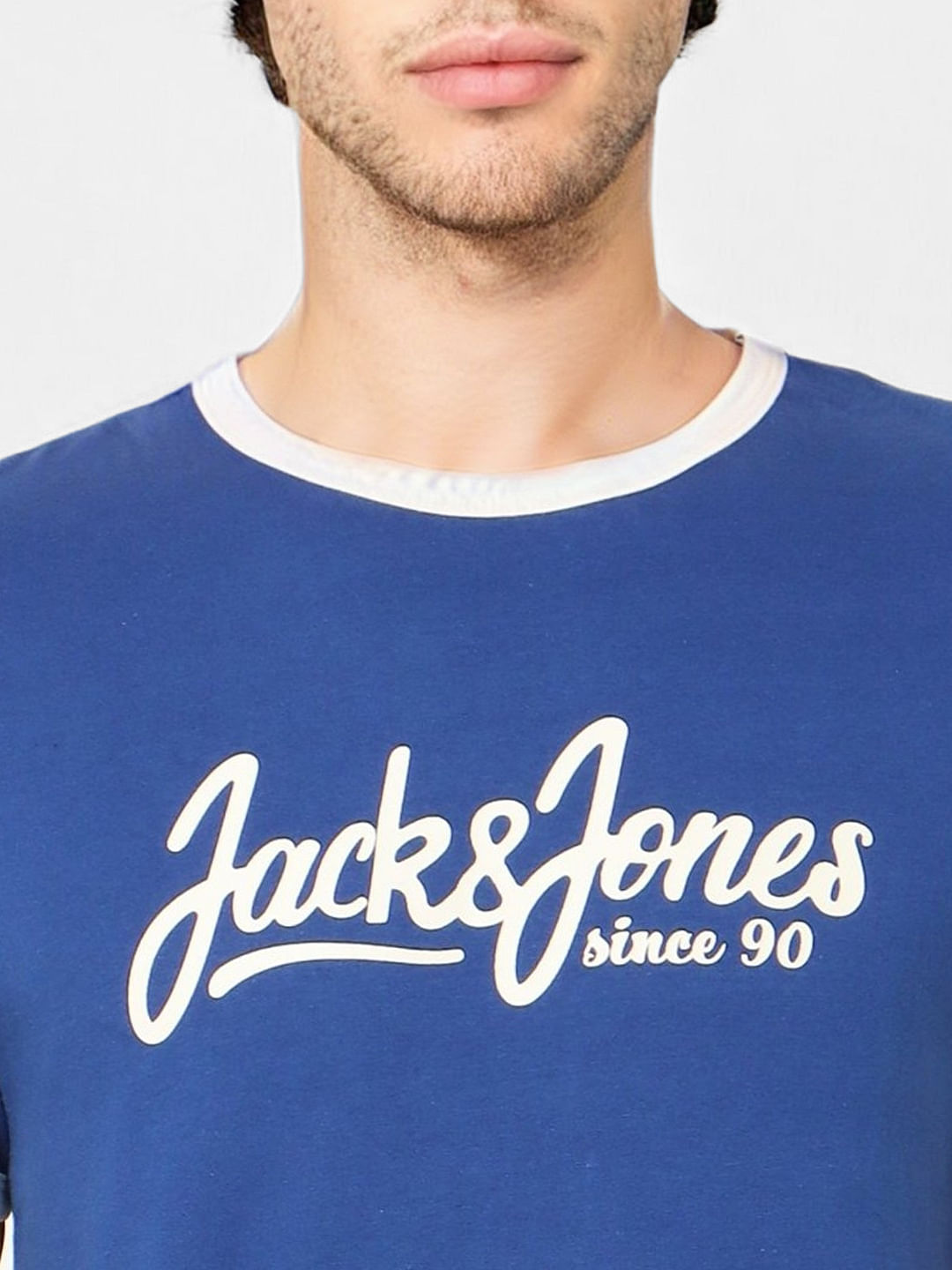 Blue Logo Print Crew Neck T-shirt