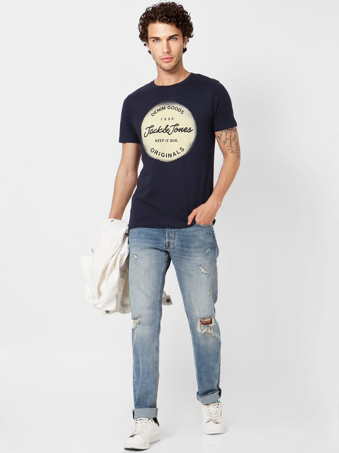Blue Graphic Crew Neck T-shirt - S