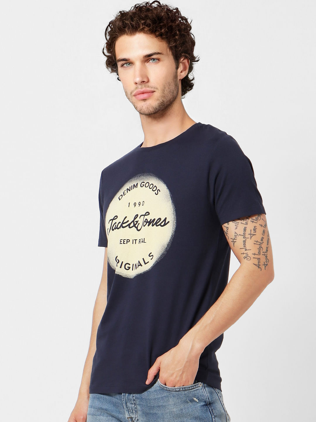 Blue Graphic Crew Neck T-shirt