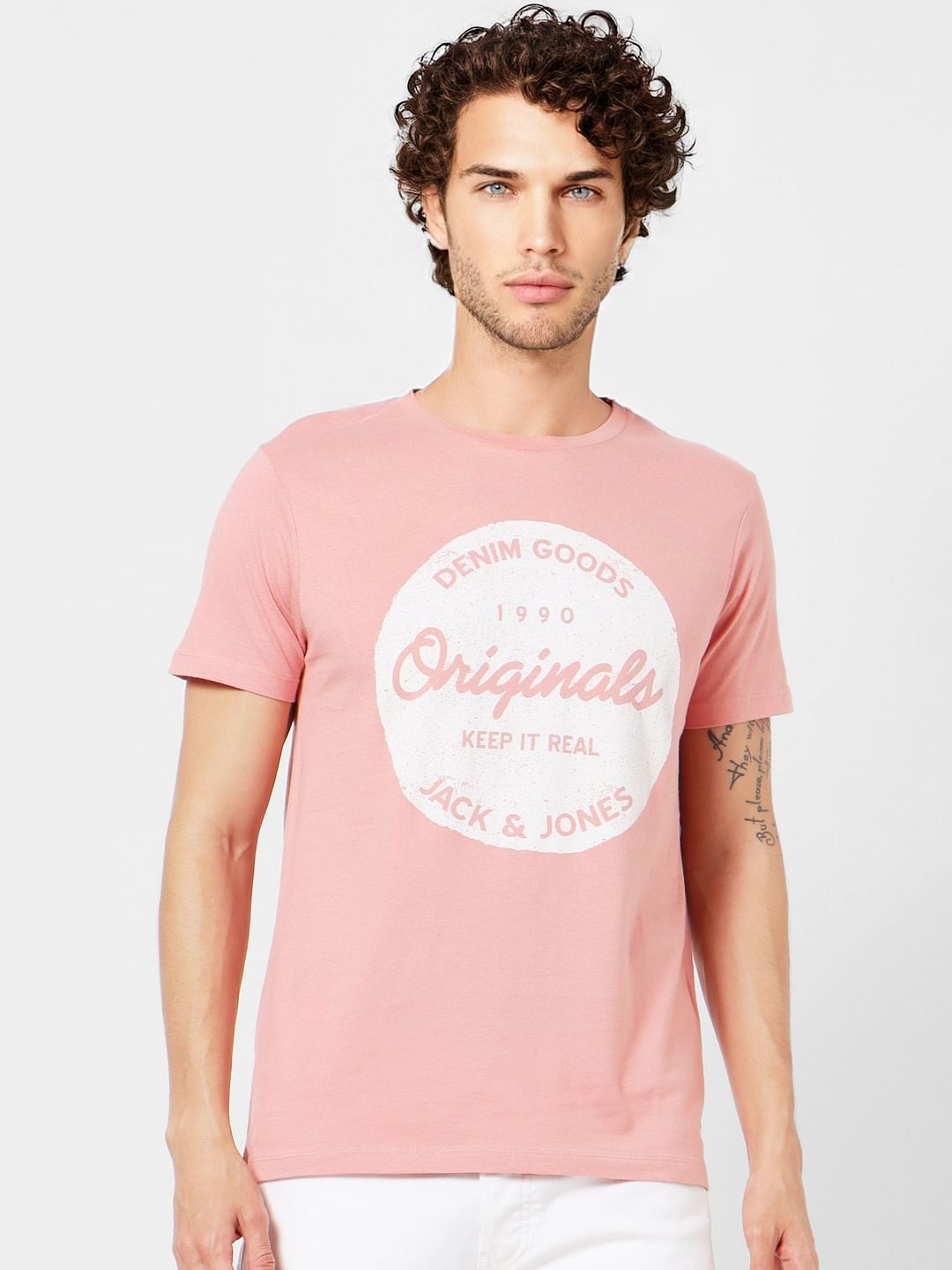 Pink Graphic Print Crew Neck T-shirt