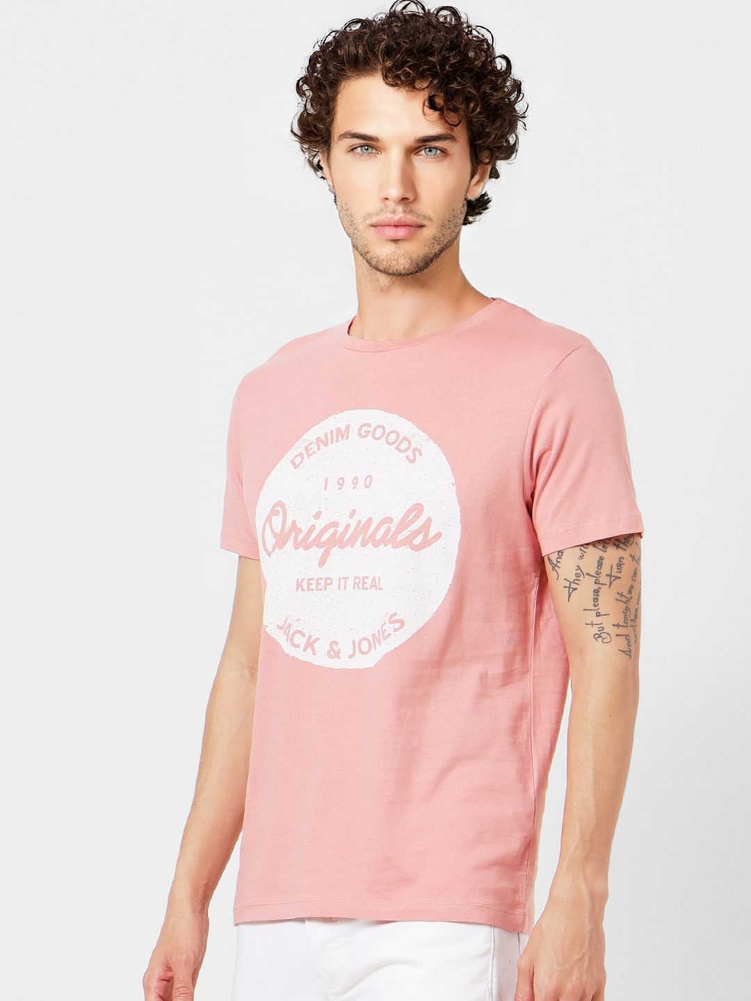 Pink Graphic Print Crew Neck T-shirt