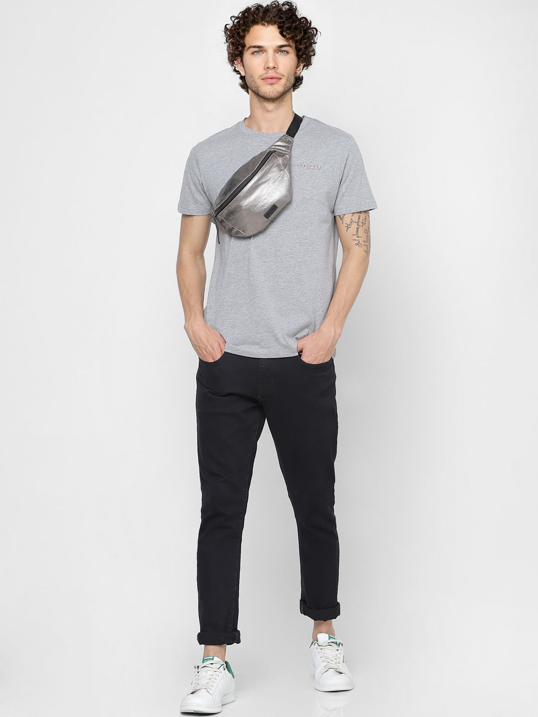 Grey Crew Neck T-shirt - S