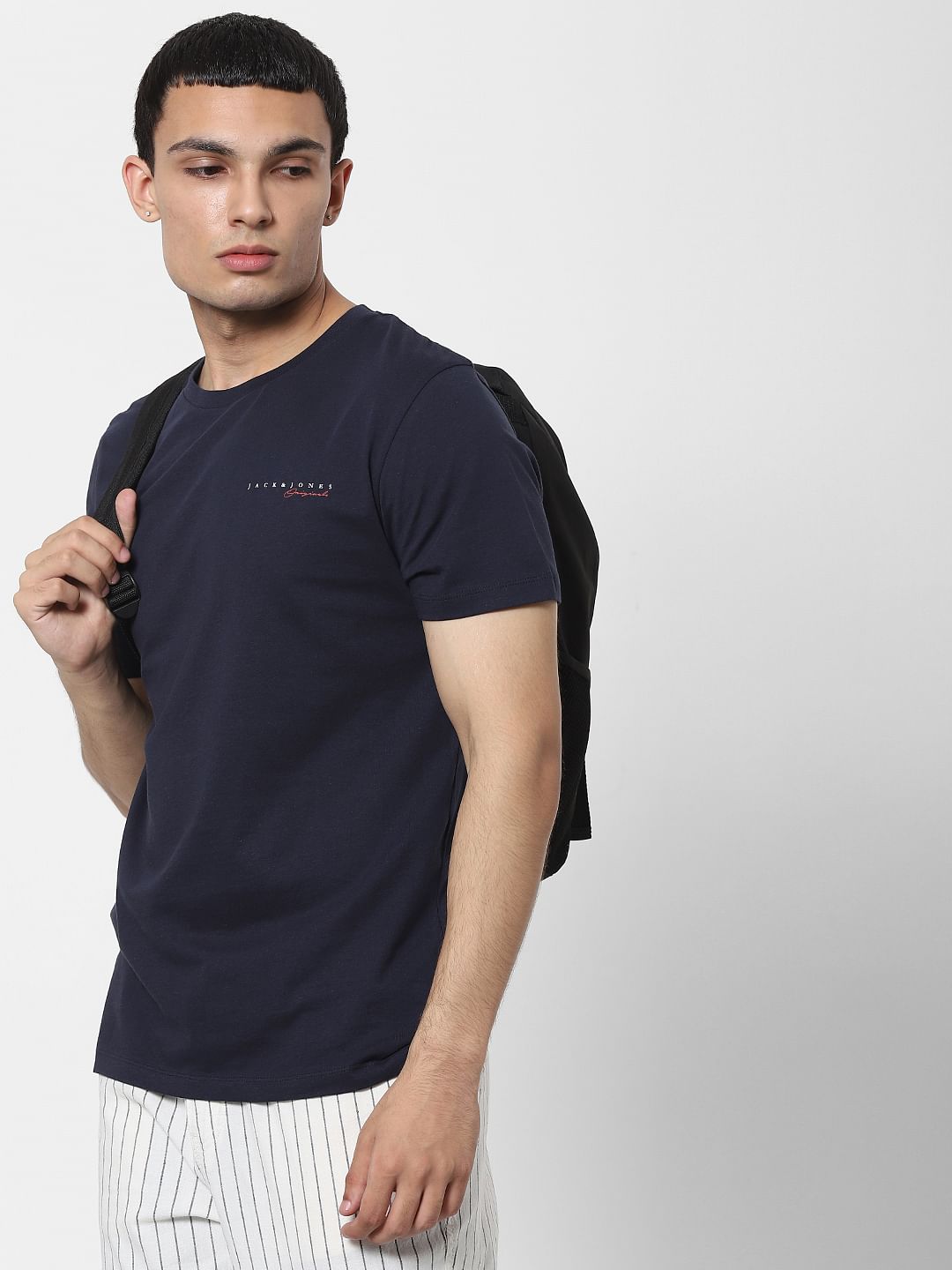Navy Blue Crew Neck T-shirt - S