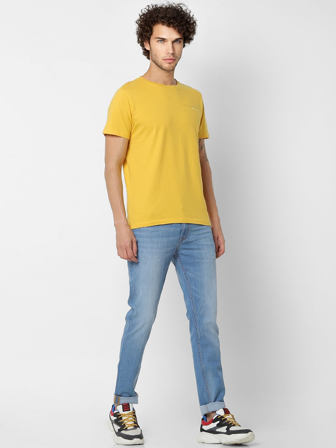 Mustard Yellow Crew Neck T-shirt - S
