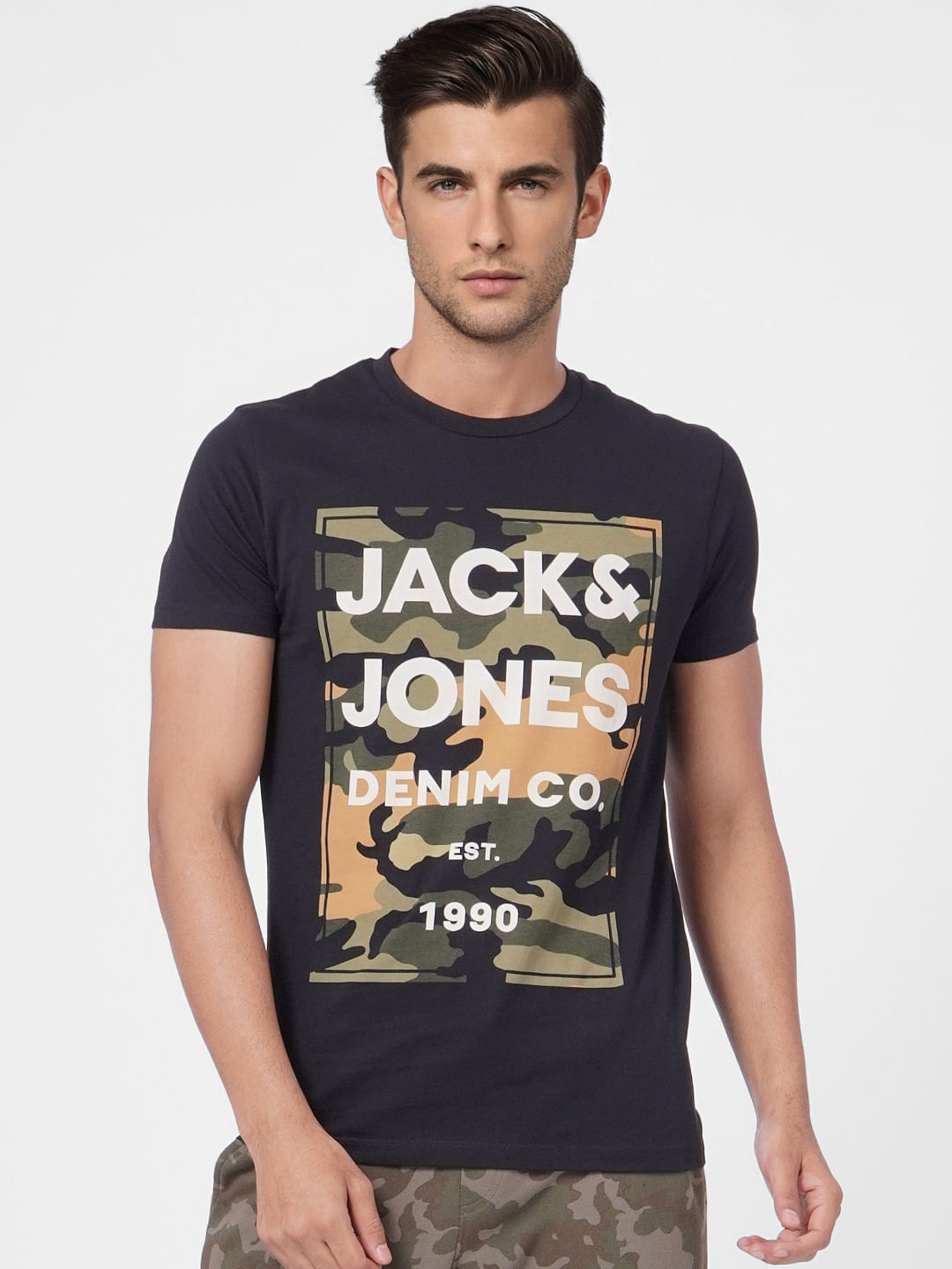 Black Camo Crew Neck T-shirt