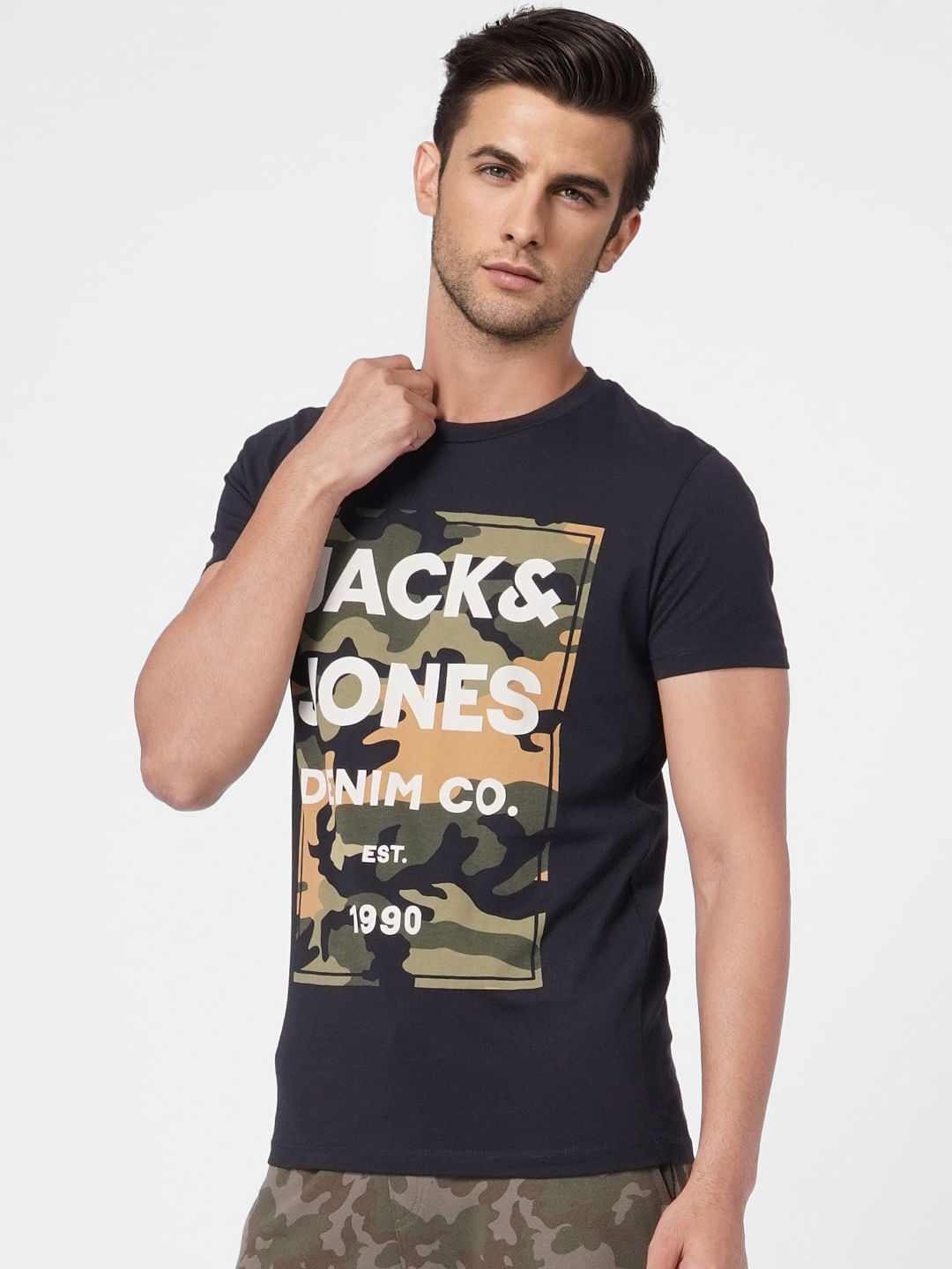 Black Camo Crew Neck T-shirt