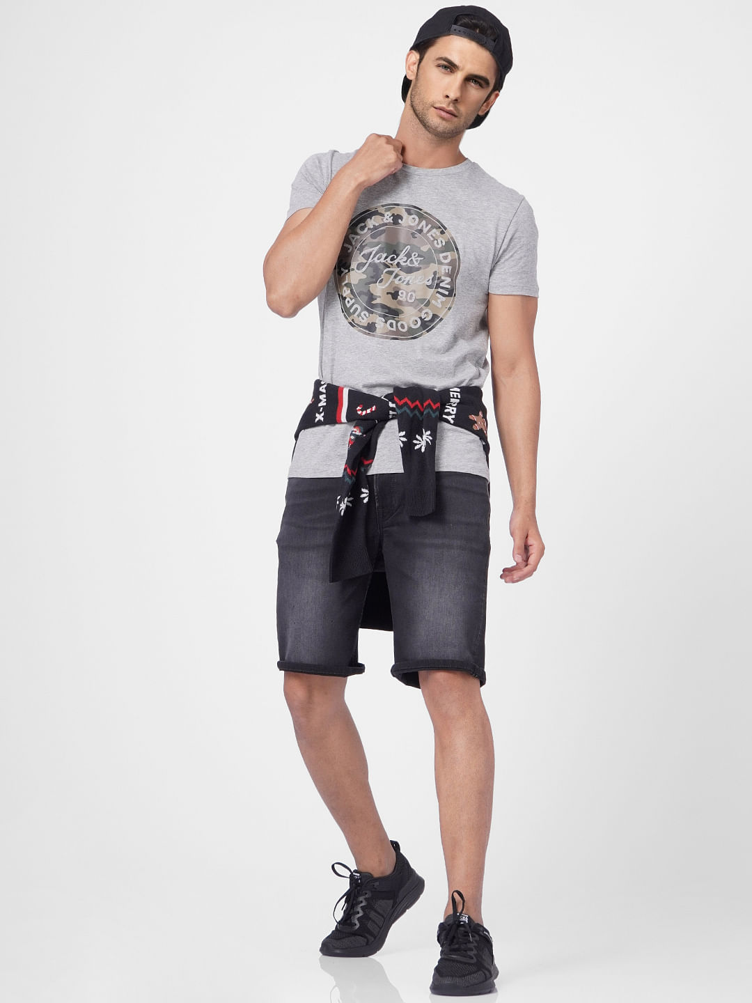Grey Camo Graphic Crew Neck T-shirt - S