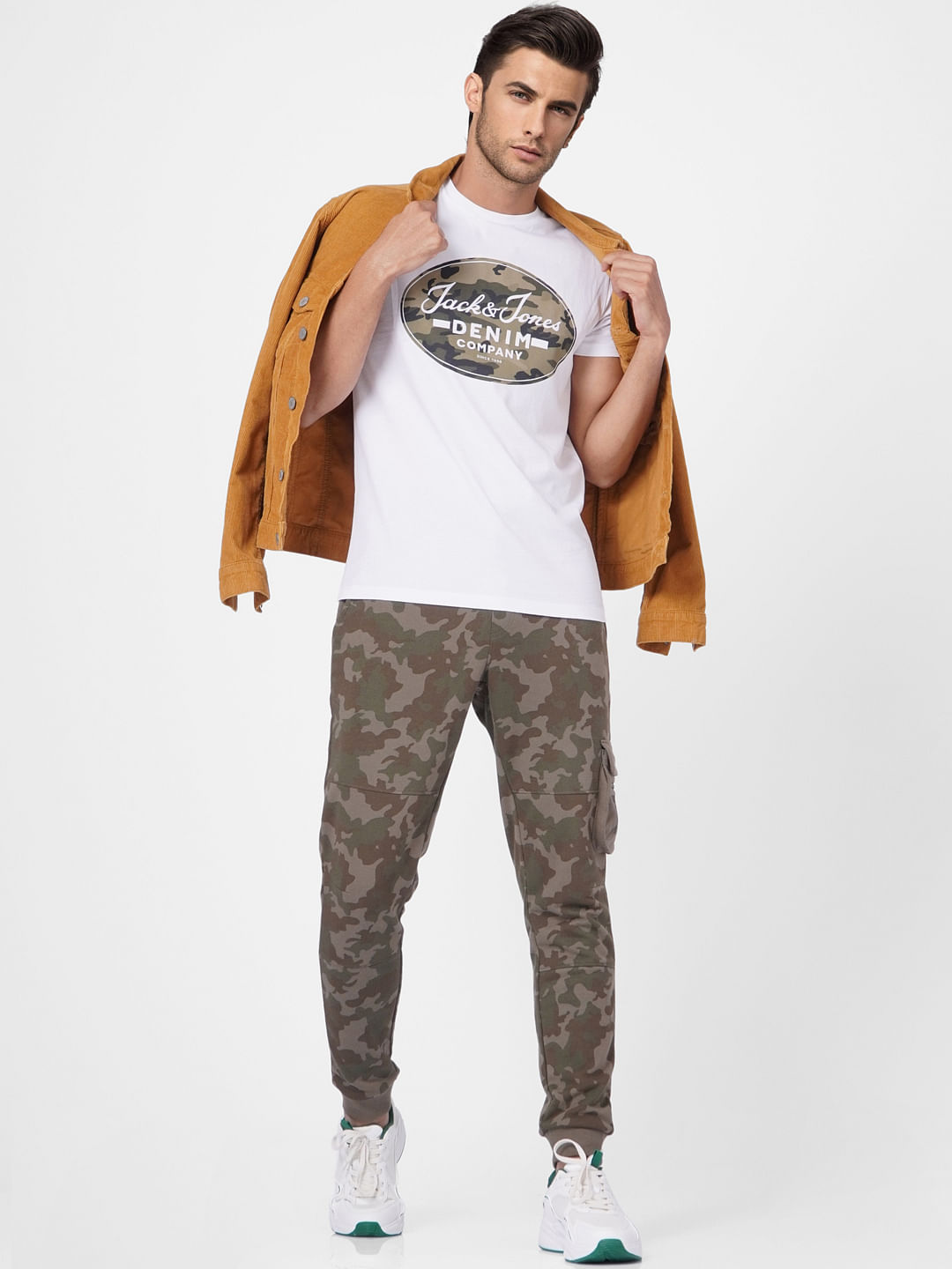 White Camo Graphic Crew Neck T-shirt - S
