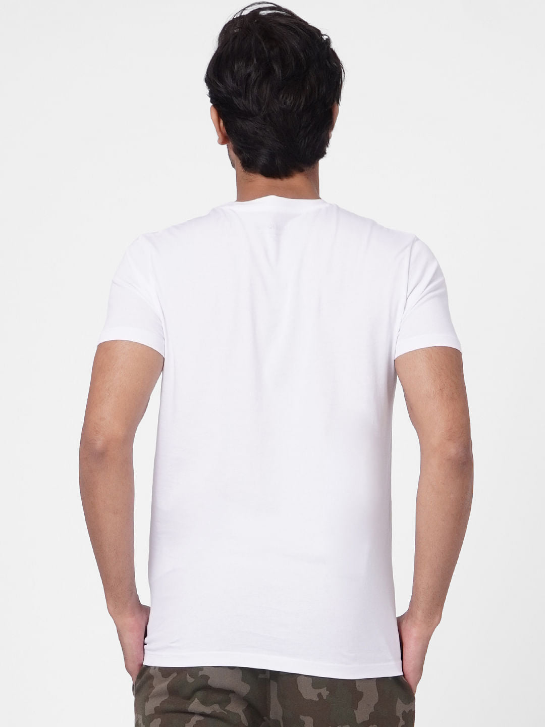 White Camo Graphic Crew Neck T-shirt