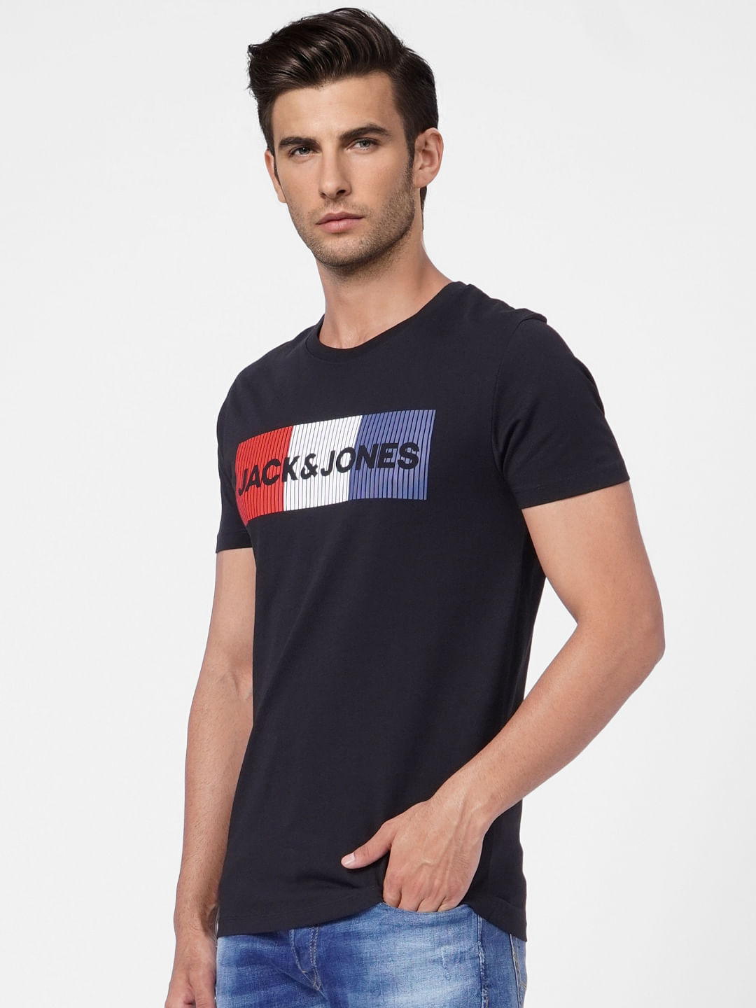Black Graphic Logo Print T-shirt