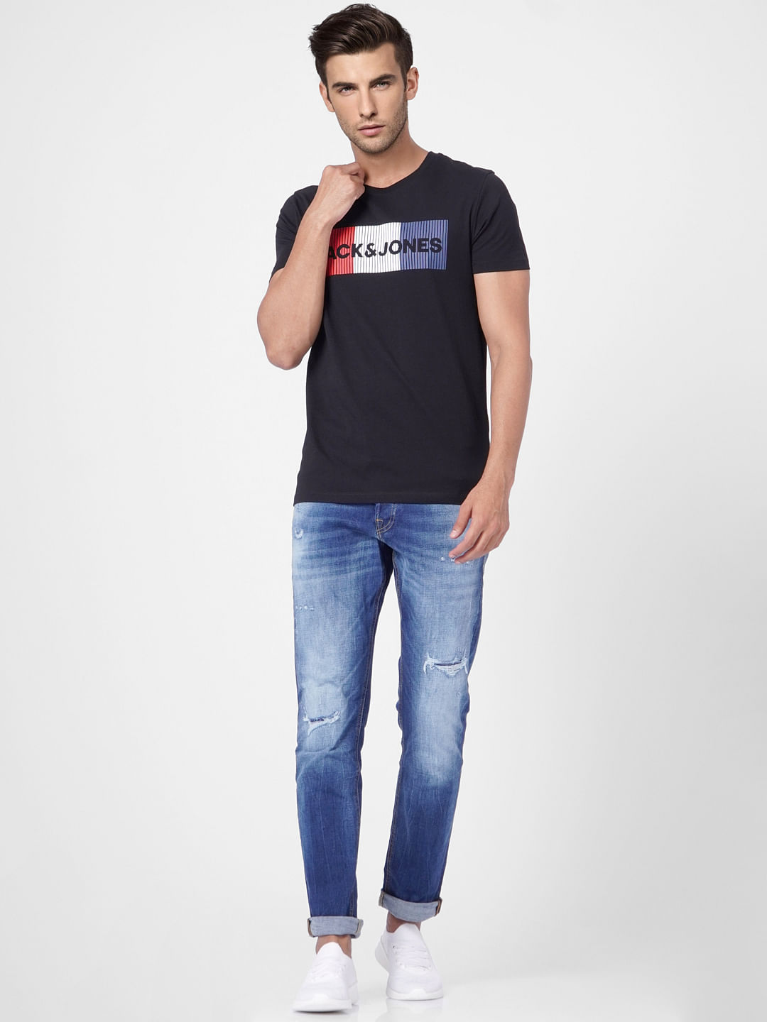 Black Graphic Logo Print T-shirt