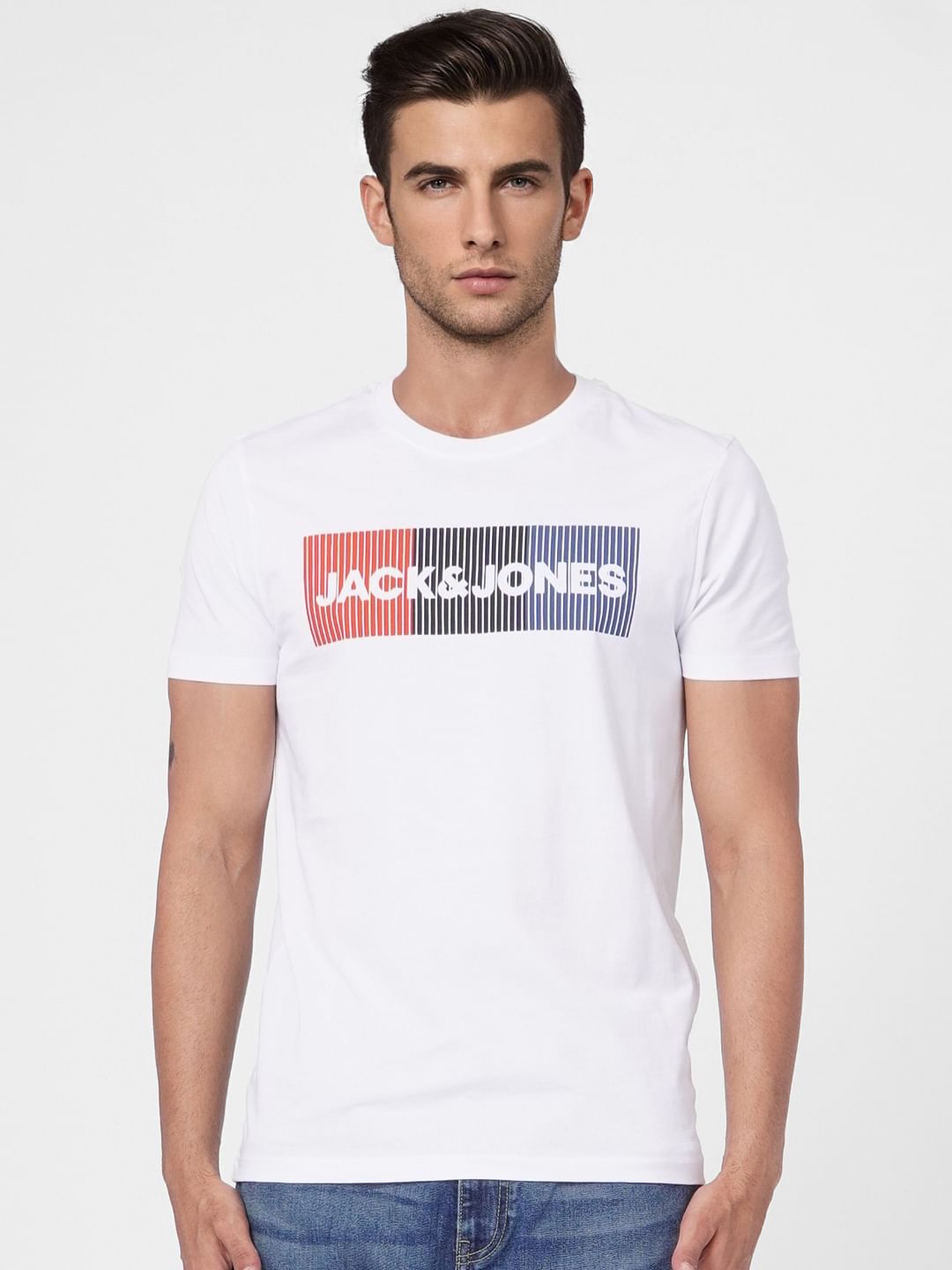 White Graphic Logo Print T-shirt