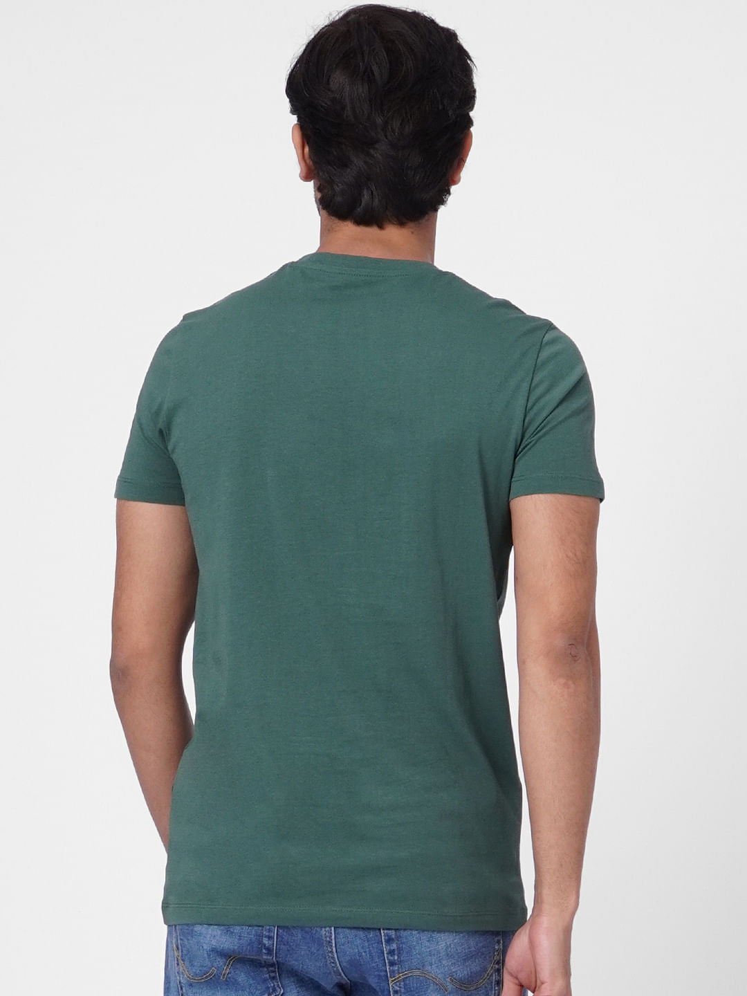 Green Text Print Crew Neck T-shirt