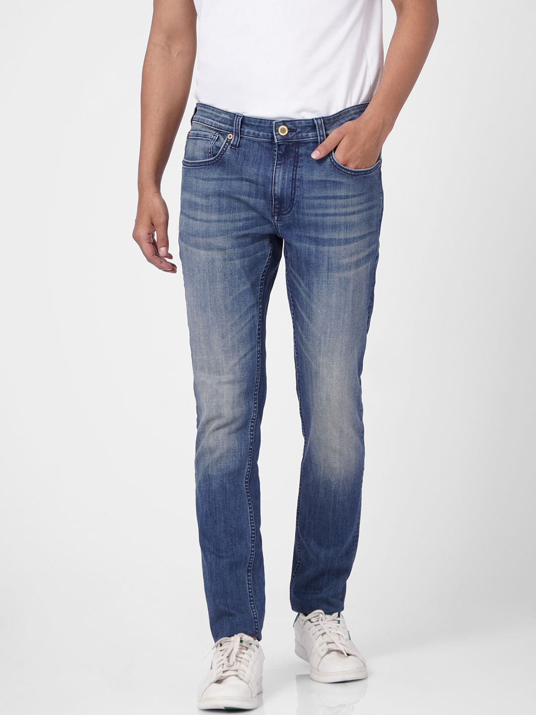 Blue Low Rise Washed Ben Skinny Jeans