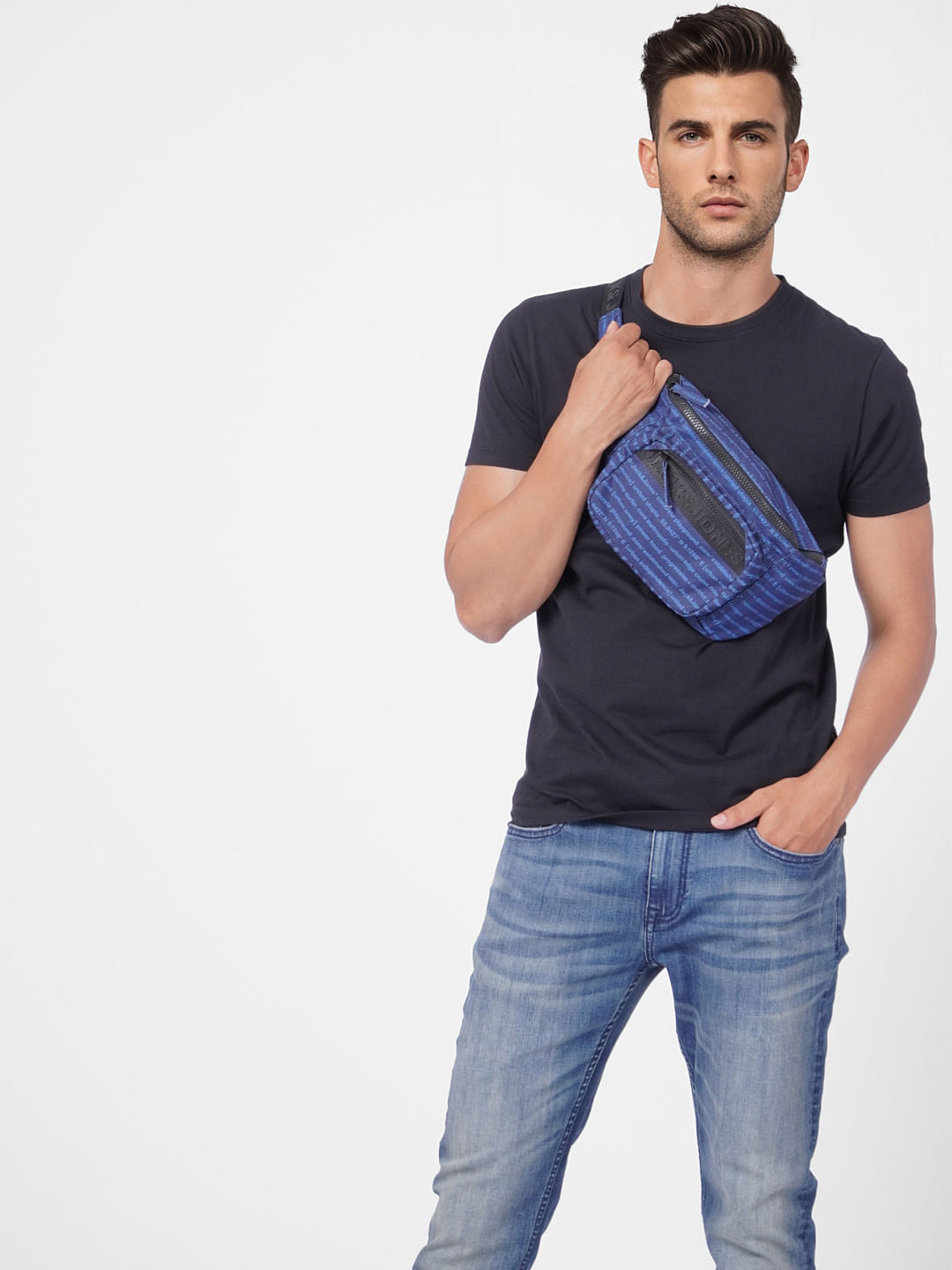 Blue Low Rise Washed Tim Anti Fit Jeans