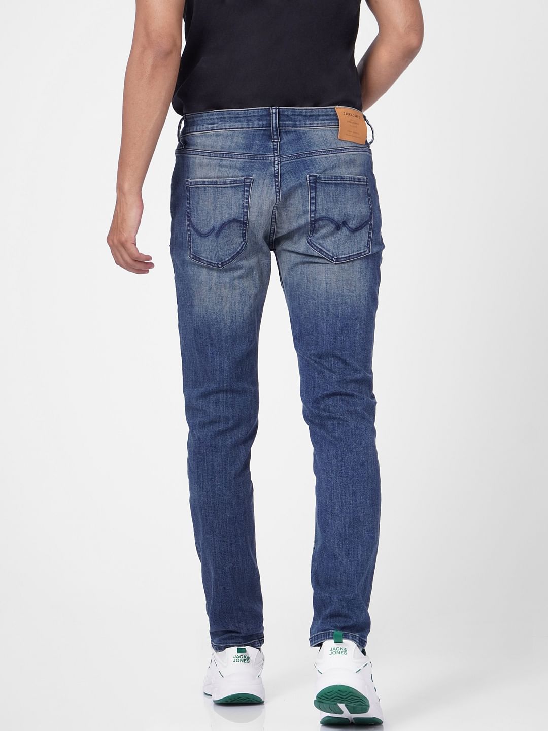 Blue Low Rise Washed Tim Anti Fit Jeans