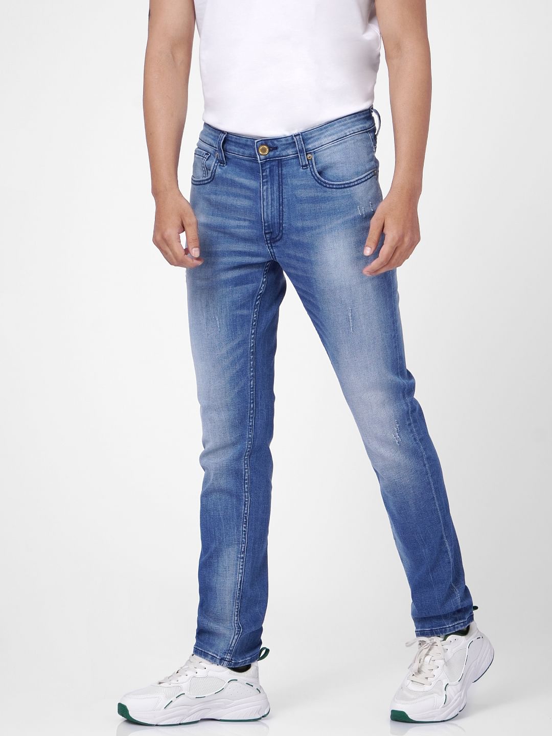 Blue Low Rise Washed Ben Skinny Jeans