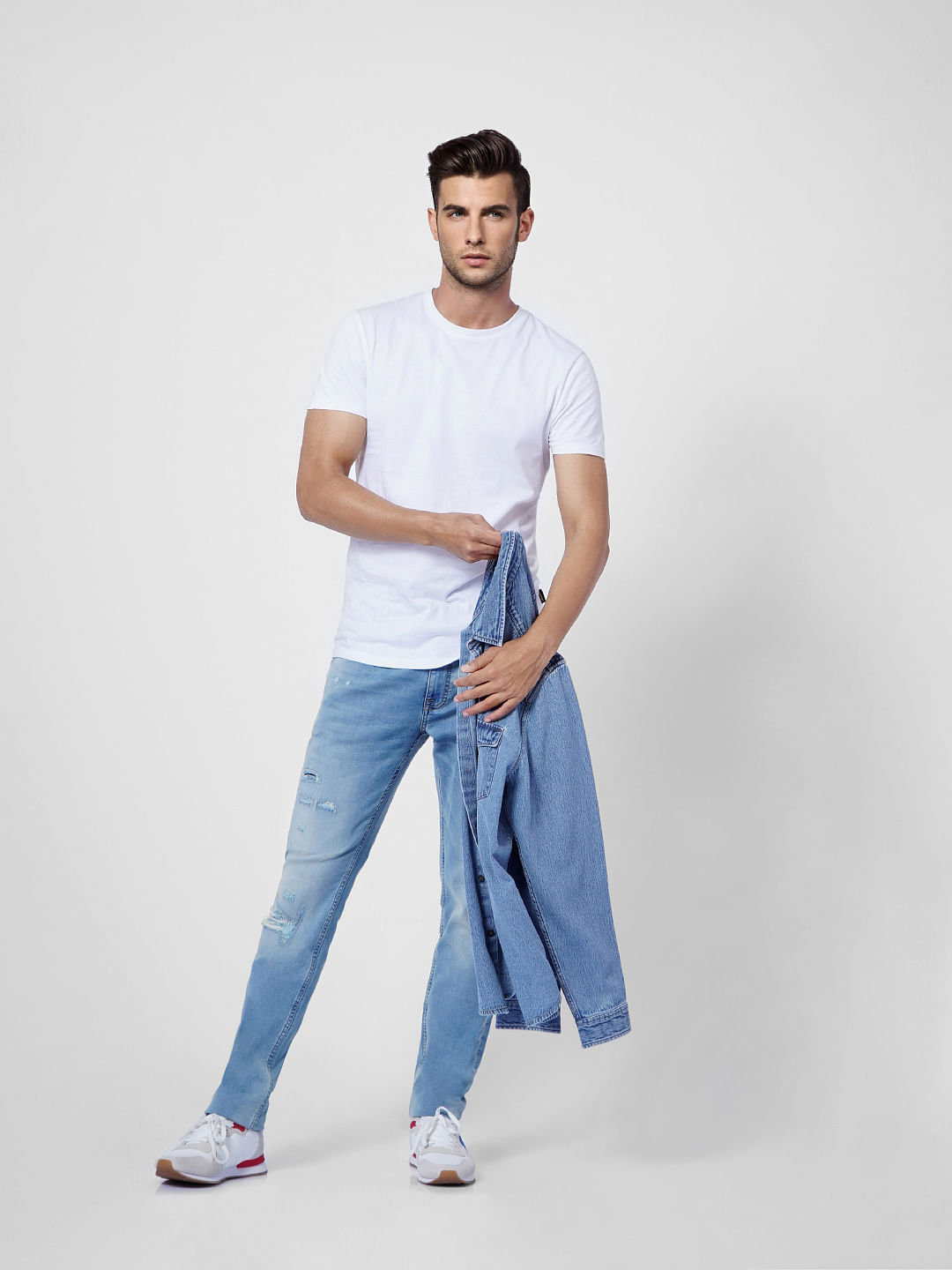 Light Blue Low Rise Distressed Ben Skinny Jeans - 28/30
