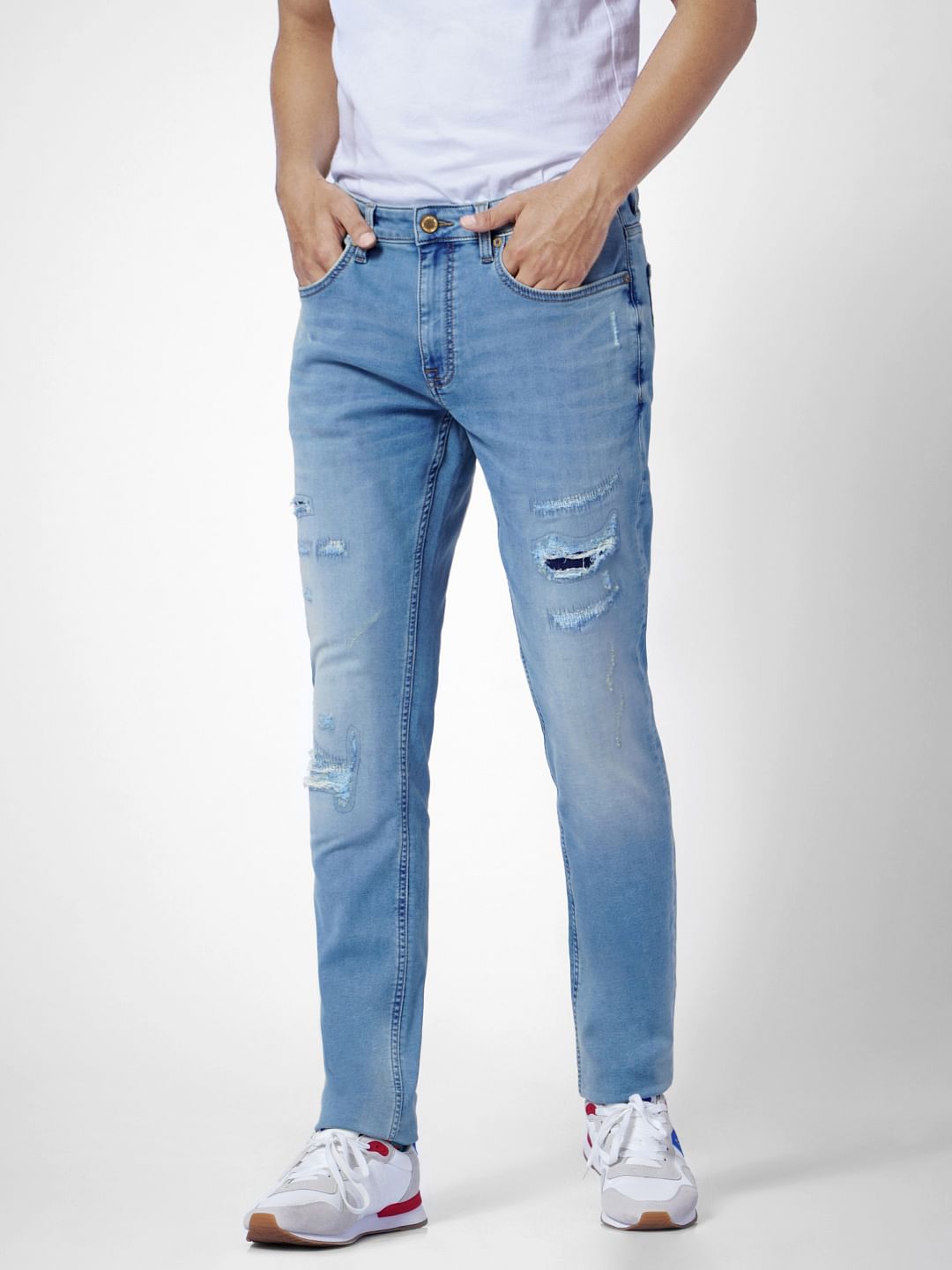 Light Blue Low Rise Distressed Ben Skinny Jeans