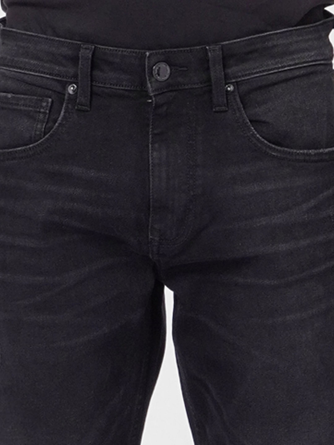 Black High Rise Distressed Ray Bootcut Jeans