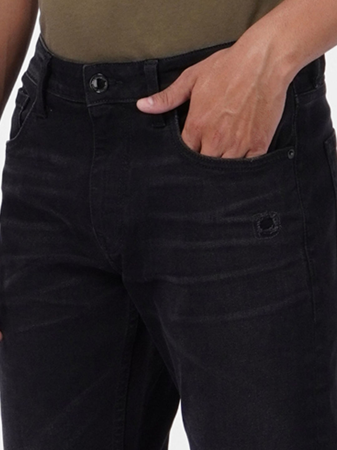 Black Low Rise Distressed Tim Anti Fit Jeans