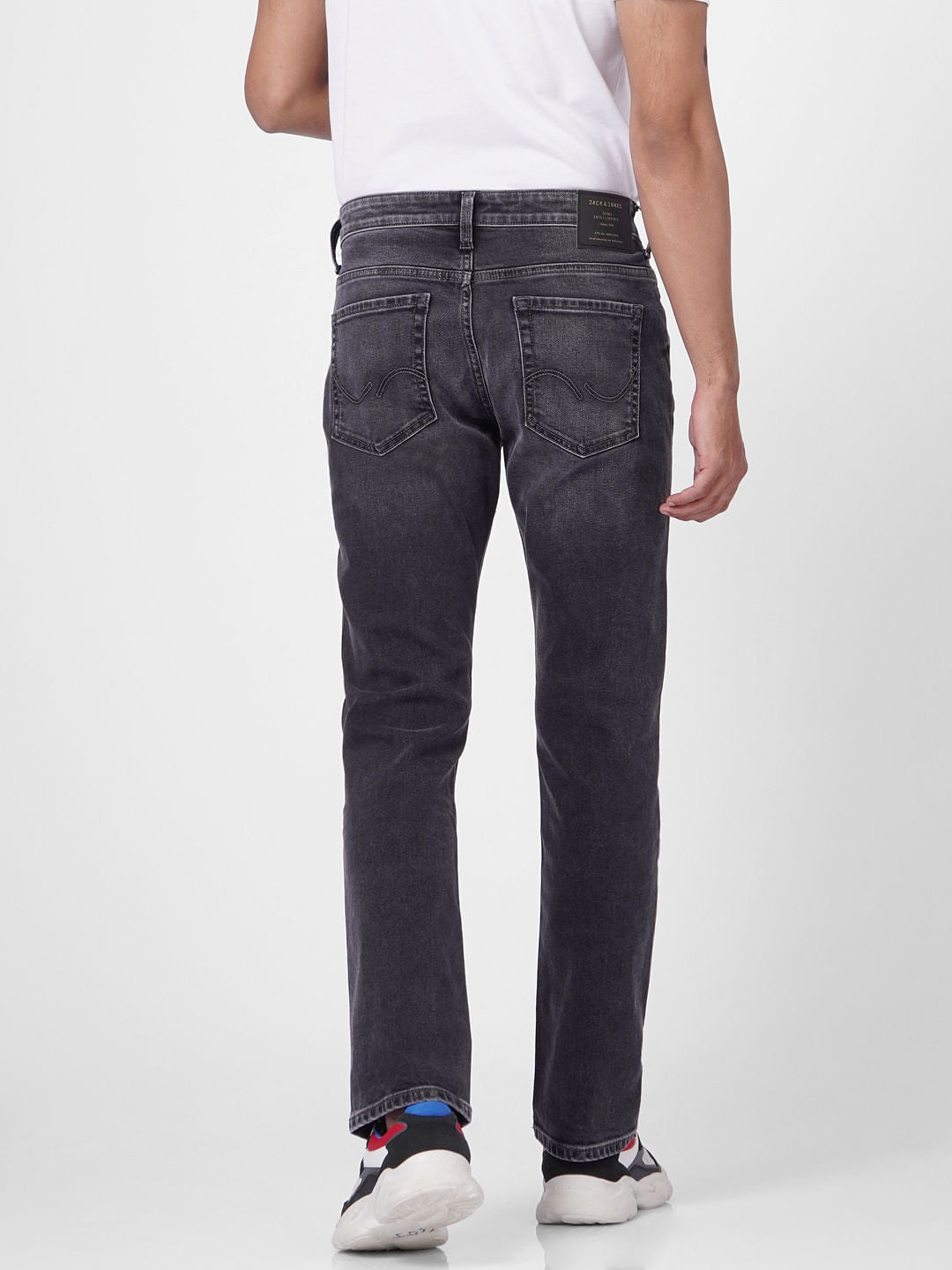 Black Mid Rise Distressed Clark Regular Fit Jeans