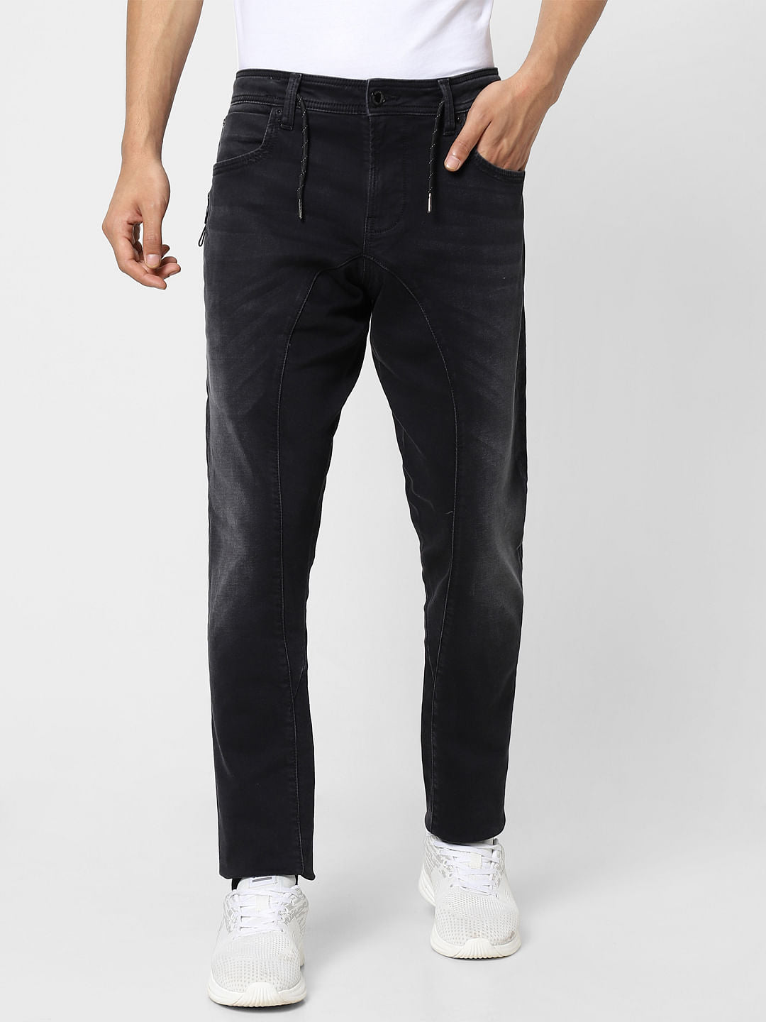 Black Low Rise Washed Simon Anti Fit Jeans