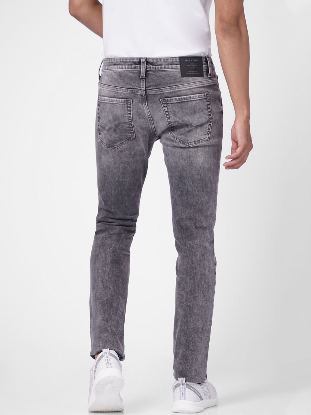 Grey Low Rise Washed Ben Skinny Fit Jeans