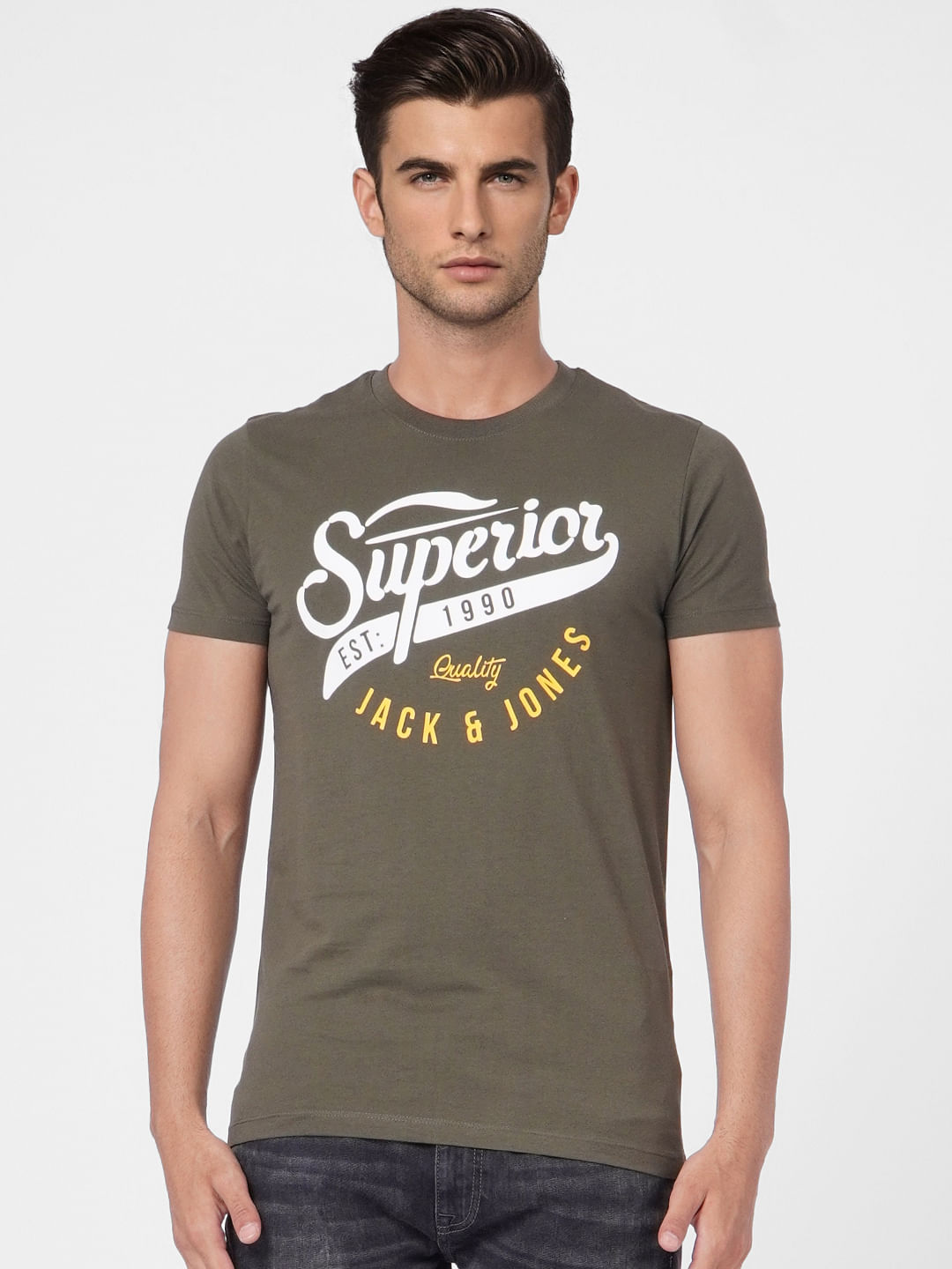 Green Logo Print Crew Neck T-shirt