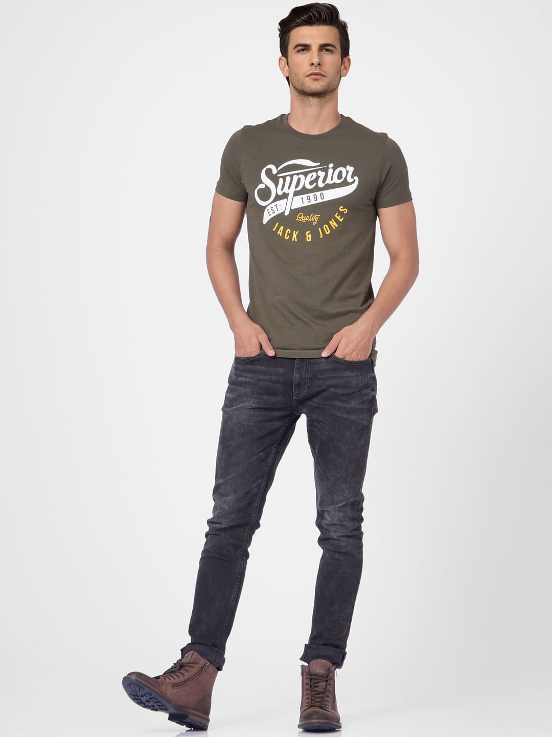 Green Logo Print Crew Neck T-shirt