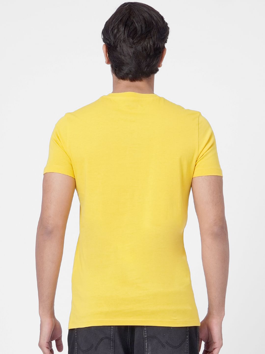 Yellow Logo Print Crew Neck T-shirt