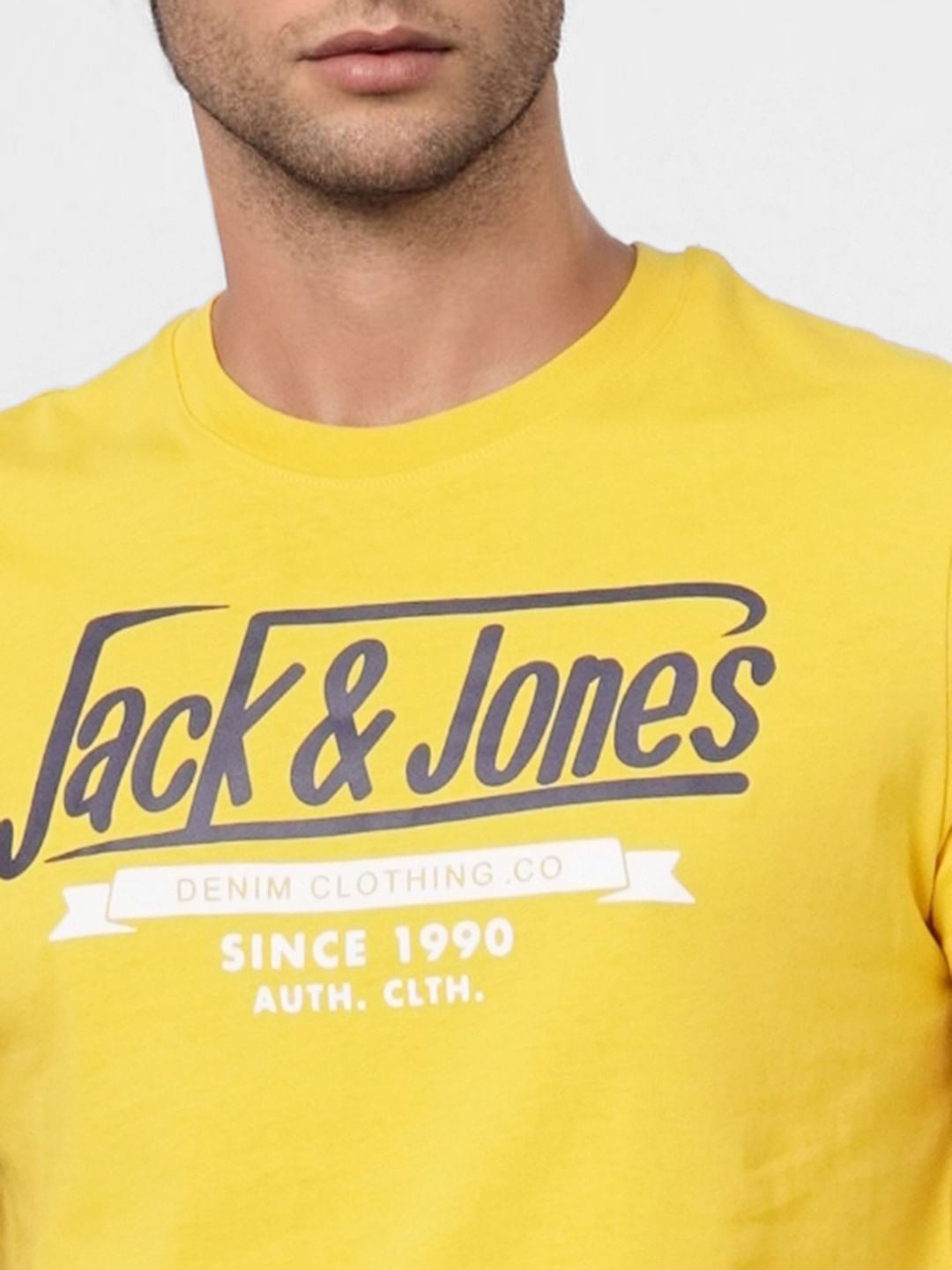 Yellow Logo Print Crew Neck T-shirt