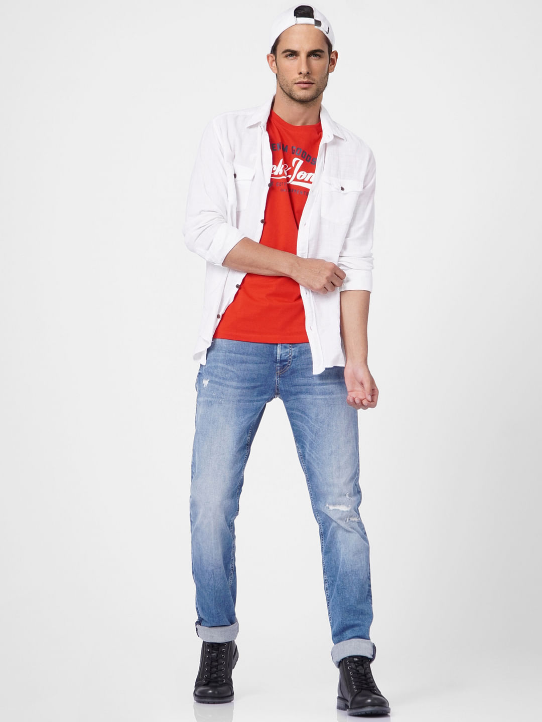 Red Logo Print Crew Neck T-shirt