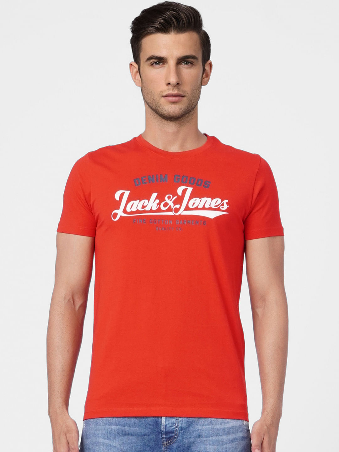 Red Logo Print Crew Neck T-shirt
