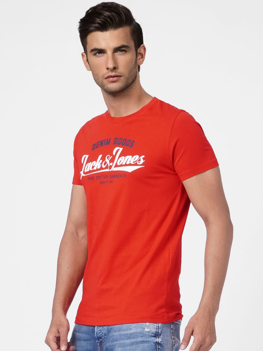 Red Logo Print Crew Neck T-shirt