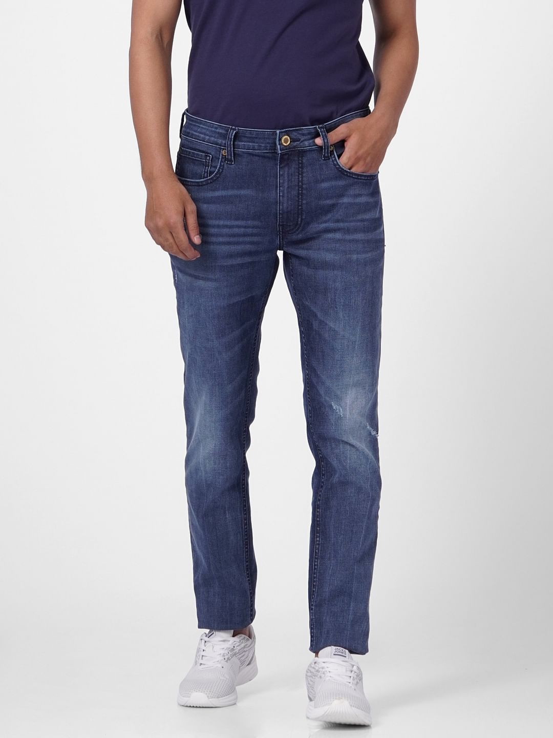 Blue Low Rise Washed Ben Skinny Fit Jeans